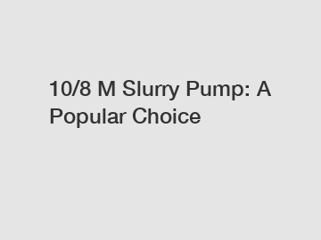 10/8 M Slurry Pump: A Popular Choice